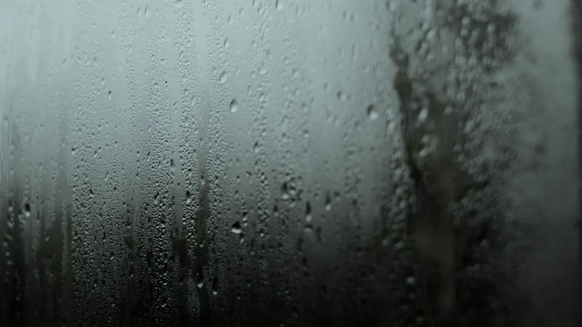 Raindrops running down a window pane