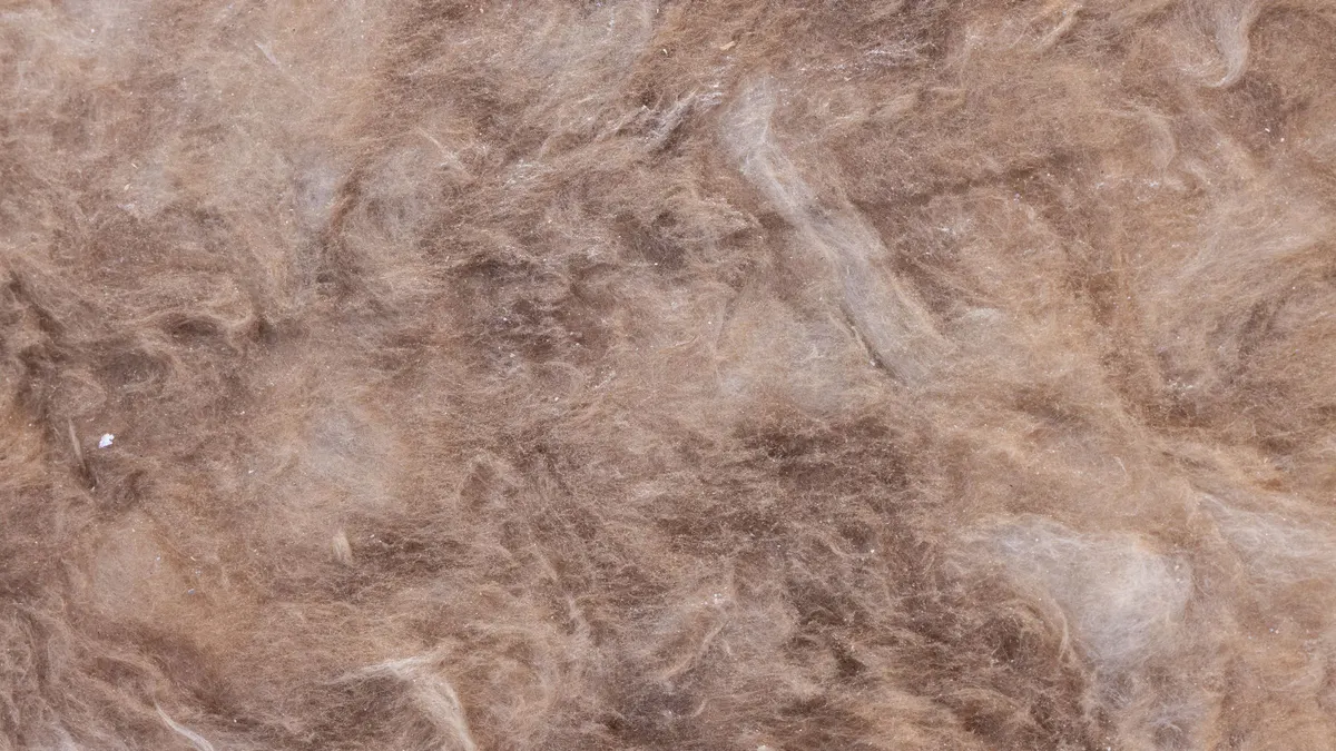 A close-up of dense brown fibrous wool material